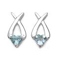 Sterling Silver Heart-cut Blue Topaz Dangle Earrings