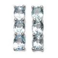 Sterling Silver Oval-cut Aquamarine 3-stone Drop Earrings