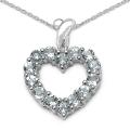 Sterling Silver Round-cut Blue Topaz Heart Necklace
