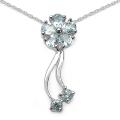 Sterling Silver Blue and White Topaz Flower Necklace