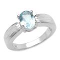 Sterling Silver Oval-cut Blue Topaz Solitaire Ring
