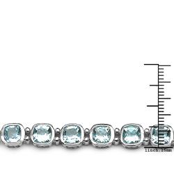 Sterling Silver Cushion-cut Blue Topaz Link Bracelet