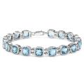 Sterling Silver Cushion-cut Blue Topaz Link Bracelet