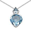 Sterling Silver Heart and Pear Blue Topaz Necklace