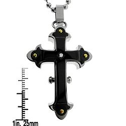 Black and Blue Jewelry Steel Diamond Gothic Cross Necklace