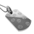 Black and Blue Jewelry Stainless Steel Skull Design Dog Tag Necklace