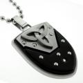 Two-tone Stainless Steel Diamond Shield Necklace