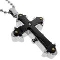 Black and Blue Jewelry Steel Diamond Gothic Cross Necklace