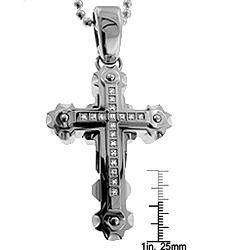 Stainless Steel Men's 1/10ct TDW Diamond Cross Necklace (I-J, I2-I3)
