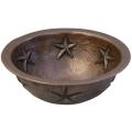 Star Round Copper Flat Lip Antique Finish Bathroom Sink