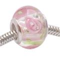 Glass Pink and White Rosette 14-mm Lampwork Bead (Pack of 2)