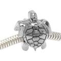 Silvertone Two-sided Sea Turtle Large Hole Beads (Pack of 2)