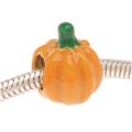 22k Goldplated and Orange Enamel Pumpkin Beads (Pack of 2)