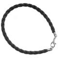 Faux Black Leather 8.5-inch Braided Bracelets (5 mm) (Pack of 2)