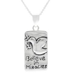 Sterling Silver 'Believe in Miracles' Necklace