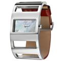 Joy Women's Rectangulares Openwork Leather Strap Watch