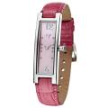 Joy Women's Rectangulares Pink Leather Diamond Watch