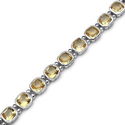 Sterling Silver Cushion-cut Citrine Link Bracelet