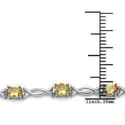 Sterling Silver Oval-cut Citrine Link Bracelet