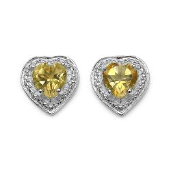Sterling Silver Heart-cut Citrine Stud Earrings