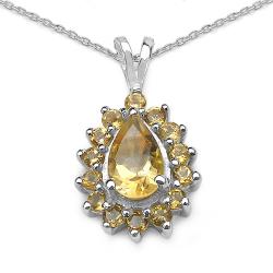 Sterling Silver Pear and Round Citrine Necklace