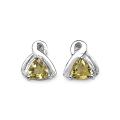 Sterling Silver Trillion-cut Citrine Stud Earrings