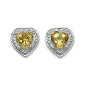 Sterling Silver Heart-cut Citrine Stud Earrings