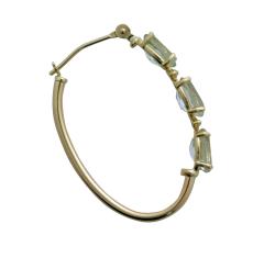 10k Yellow Gold Green Amethyst and Diamond Hoop Earrings