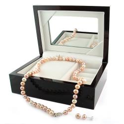 Multi-colored Pink FW Pearl Jewelry Set with White Leatherette Box (7-8 mm)