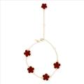 Sterling Silver Simulated Coral Flower Bracelet/ Anklet