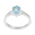 Sterling Silver Oval-cut Blue Topaz Solitaire Ring