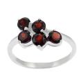 Sterling Silver Five Round Garnet Cluster Ring