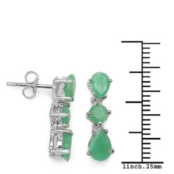 Sterling Silver Pear- and Round-cut Emerald Dangle Earrings