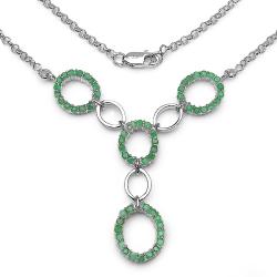 Sterling Silver Round-cut Emerald Oval Design Necklace