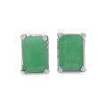 Sterling Silver Octagon-cut Emerald Stud Earrings