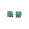 Sterling Silver Round-cut Emerald Stud Earrings