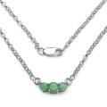 Sterling Silver Round-cut Emerald 3-stone Necklace