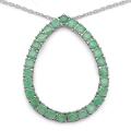 Sterling Silver Round-cut Emerald Open Teardrop Necklace