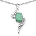 Sterling Silver Emerald and Diamond Accent Abstract Design Necklace