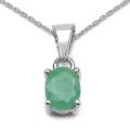 Sterling Silver Oval-cut Emerald Necklace