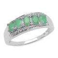 Sterling Silver Emerald and White Topaz Ring