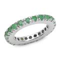 Sterling Silver Round-cut Emerald Eternity Ring