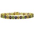 18k Yellow Gold over Silver Multi-gemstone and Diamond Accent Bracelet