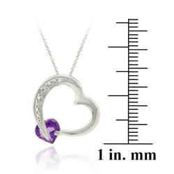 Glitzy Rocks Sterling Silver Amethyst and Diamond Accent Heart Necklace