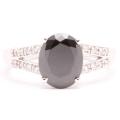 Sterling Silver Black and White Cubic Zirconia Ring (Size 7)