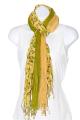 Handspun Multipanel Green Cotton Gauze Floral Print Scarf (India)