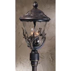 Bronze Antler 3-light Post-mount Lantern