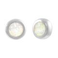 Sterling Silver Round-cut White Created Opal Stud Earrings