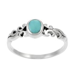 Sterling Silver Inlaid Oval-cut Turquoise Ring