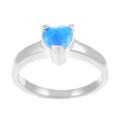 Sterling Silver Blue Opal Heart Ring
